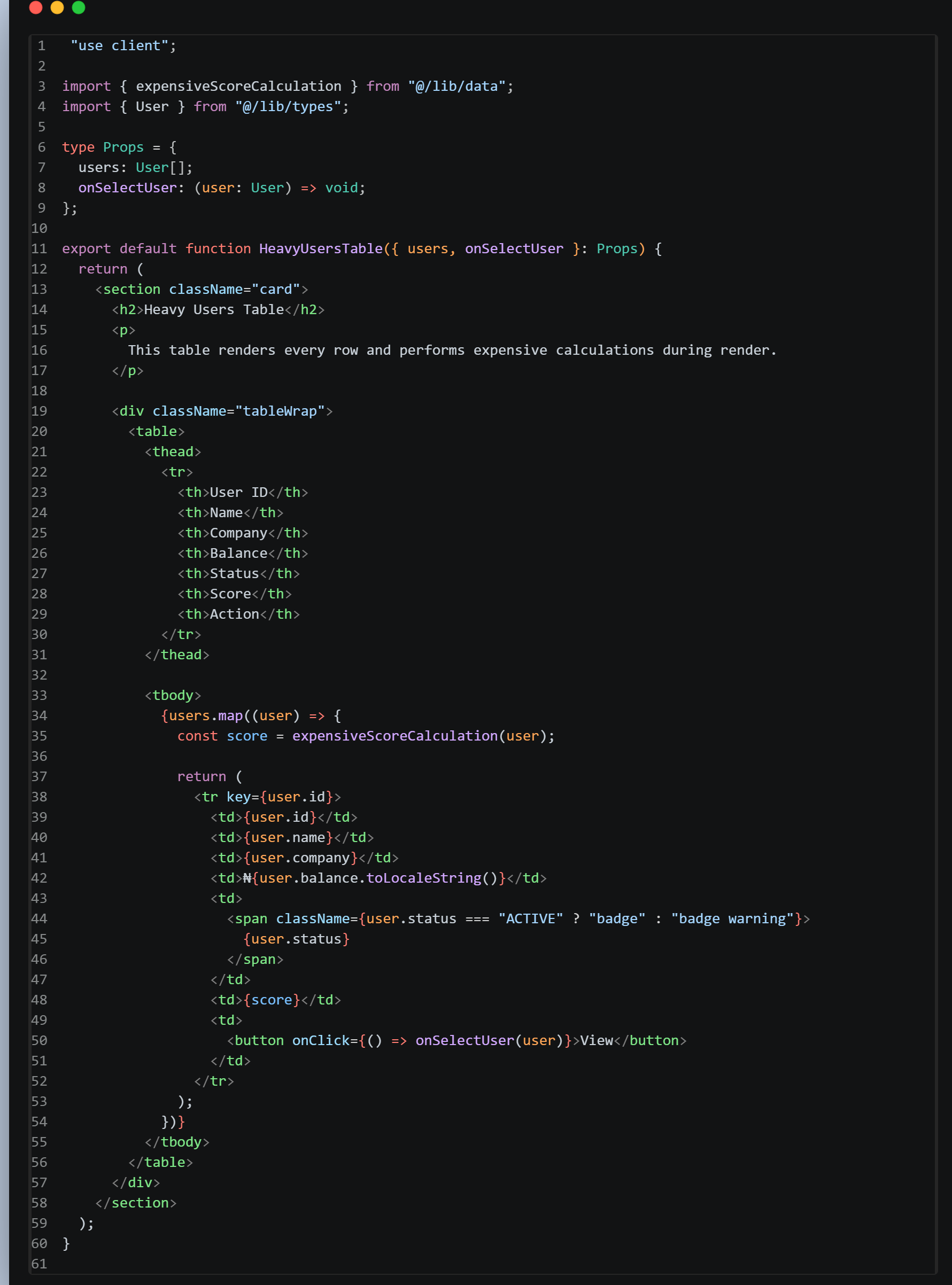 Heavy Table Code